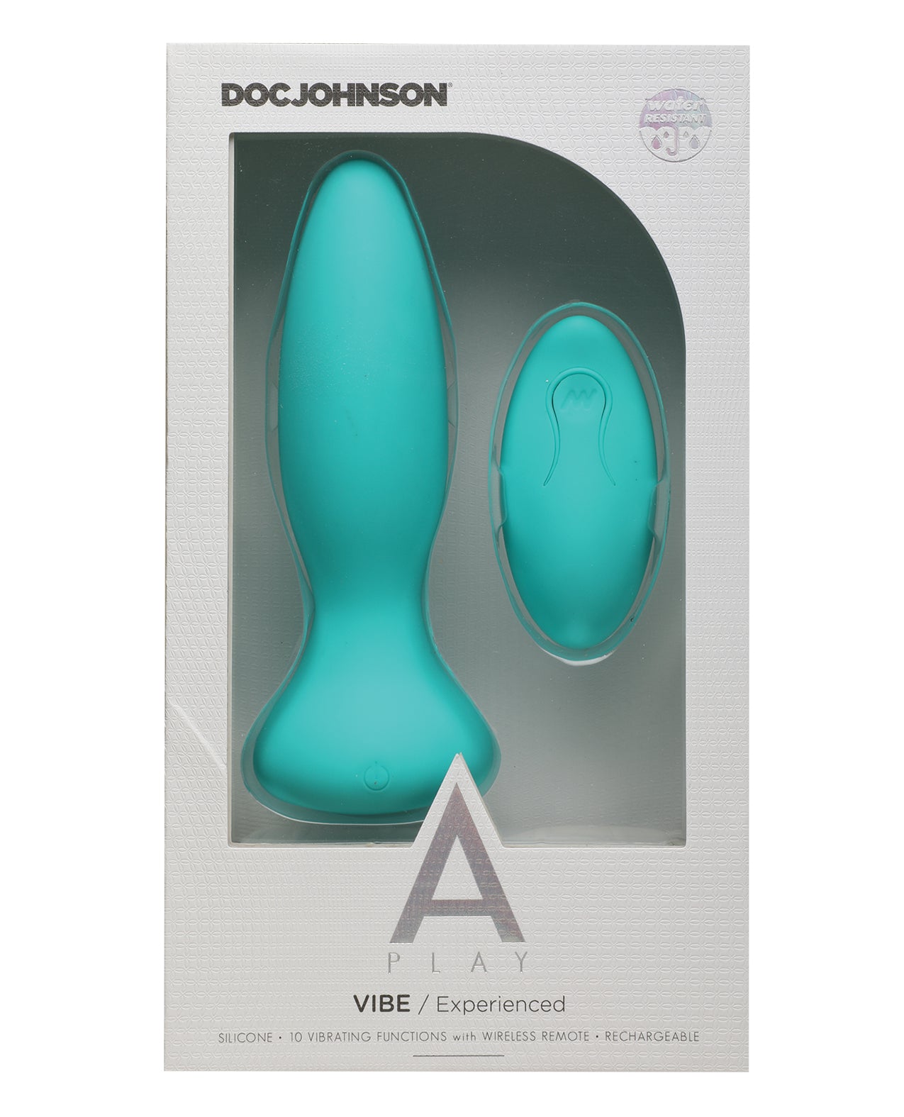 Rechargeable Silicone Anal Plug with Remote in Teal for Experienced Users