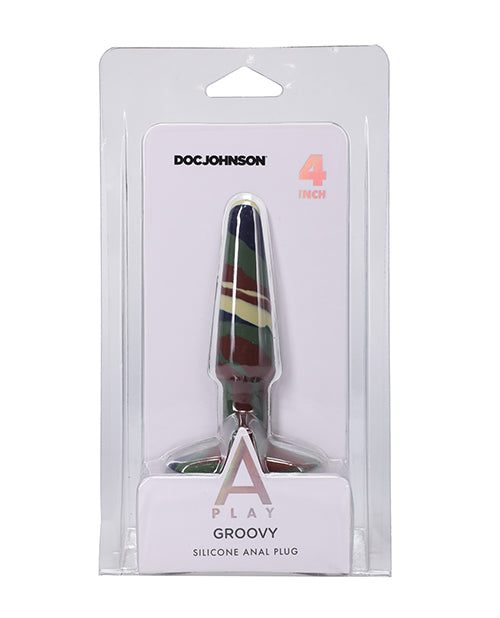 A-Play Anal Plug Unique Ocean Camouflage Health-Grade Silicone Tapered Tip for Comfortable and Safe Anal Play