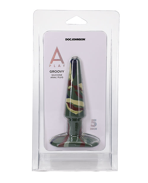 A-Play Anal Plug Unique Ocean Camouflage Silicone Design with Tapered Tip for Comfortable Anal Stimulation