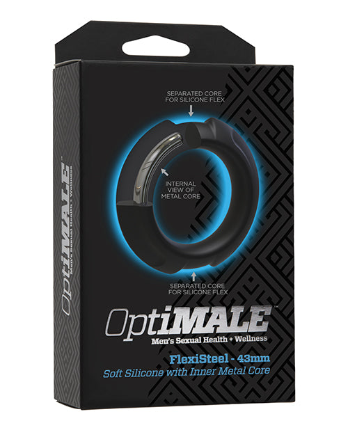 OptiMale Cock Ring Stainless Steel Core Silicone Sheath for Enhanced Performance and Comfort
