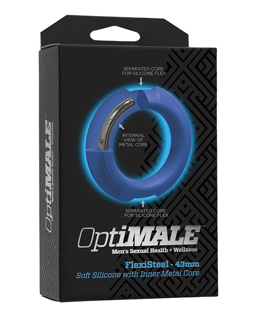 OptiMale Penis Enhancement Cock Ring Stainless Steel Core Silicone Band for Support and Endurance