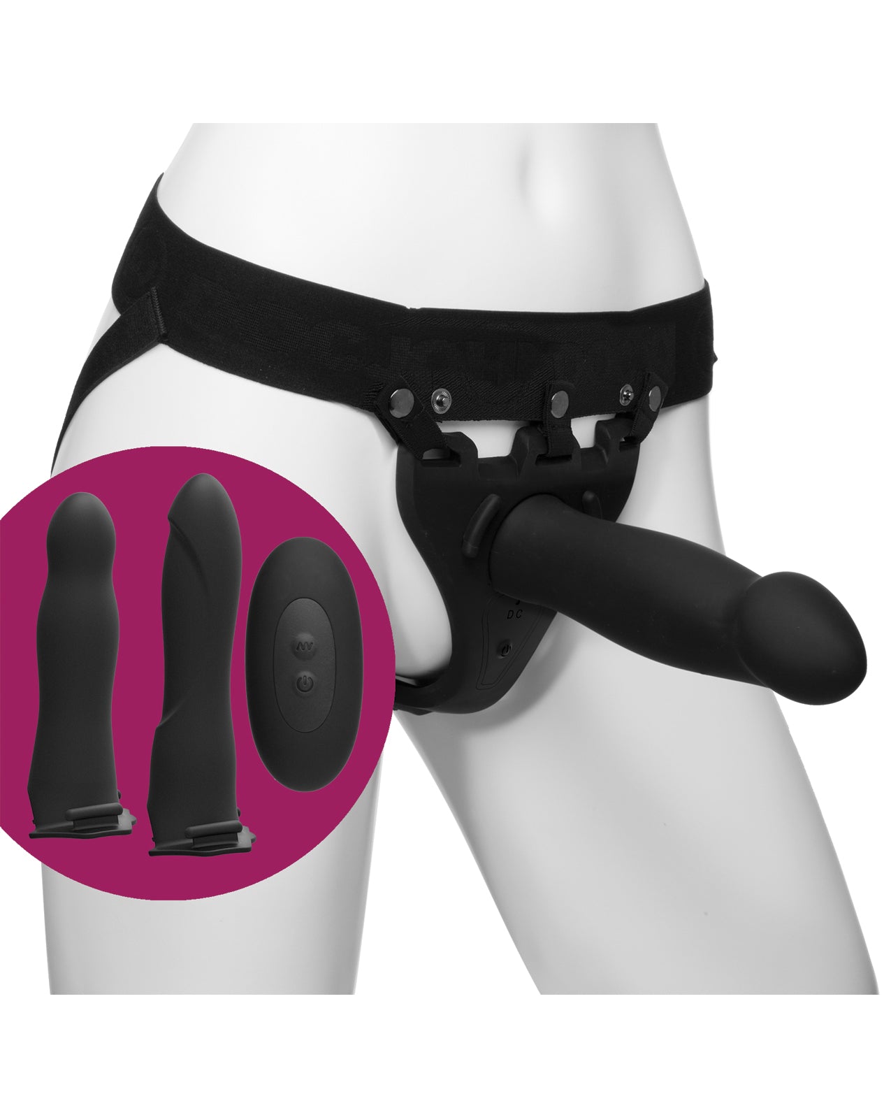Body Extensions Be Naughty 4 Piece Vibrating Strap-On Set with Remote