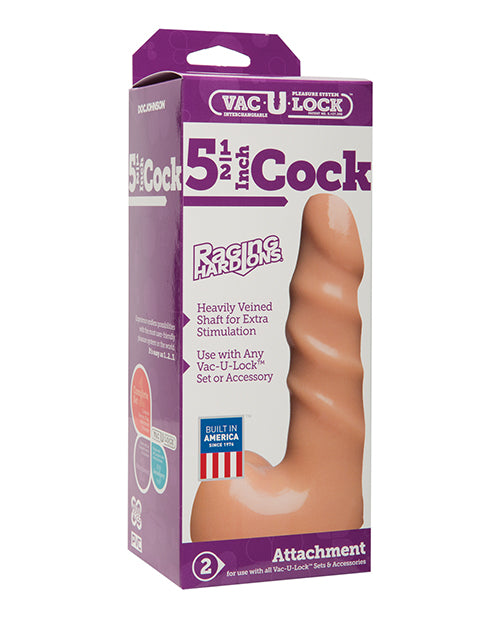 Vac-U-Lock Strap On Realistic Cock with Ribbed Shaft and 5.5 Inch Size for Lifelike Stimulation
