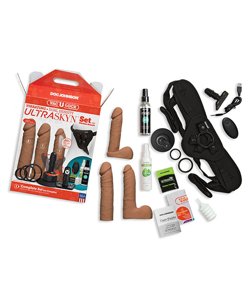 Vac-U-Lock Vibrating Dual Density ULTRASKYN Strap-On Set with Wireless Remote