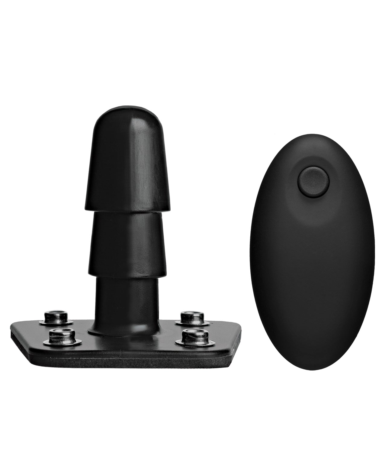 Vac-U-Lock Vibrating Dual Density ULTRASKYN Strap-On Set with Remote - Chocolate
