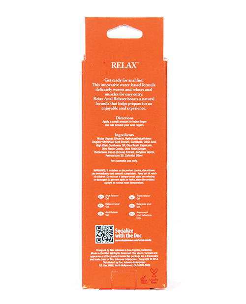Relax Anal Relaxer Gel with Warming Water-Based Formula - 2 oz Tube