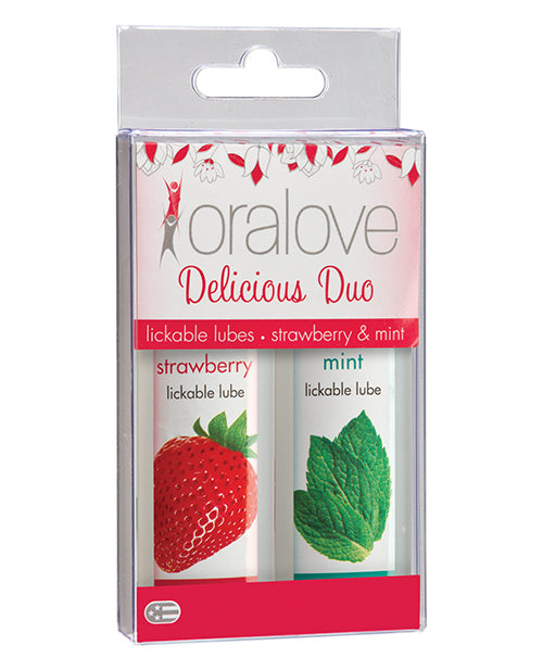 Oralove Lubricants Strawberry & Mint Flavored Duo Water-Based Formula for Oral Intimacy