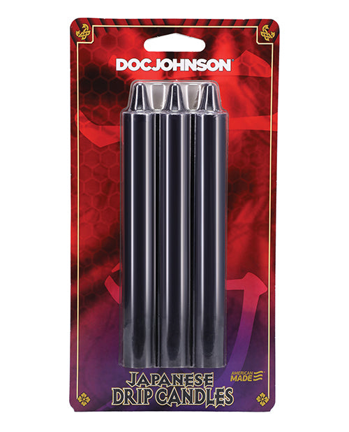 Doc Johnson Japanese Drip Candles 3 Pack Black Skin-Safe Wax for Sensation Play and Temperature Play