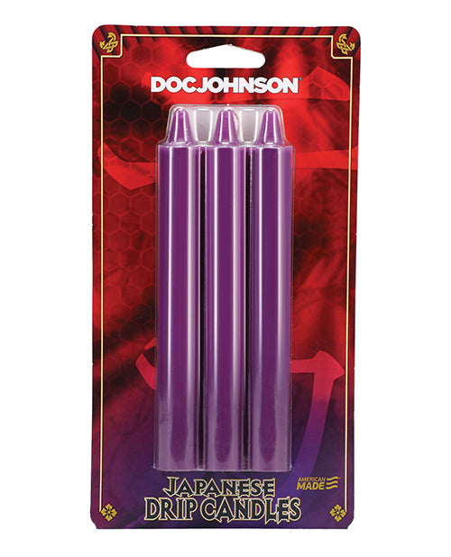 Doc Johnson Japanese Drip Candles Purple Skin-Safe Wax Three-Pack for Sensation Play