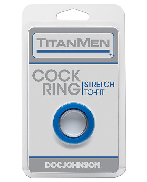 Titanmen Cock Ring Blue Stretch-To-Fit Body-Safe TPR for Comfortable Erection Support