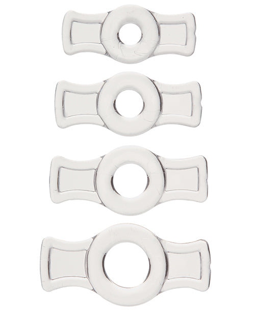 TitanMen Tools Clear Cock Ring Set with Stretchable Easy-Grip Tabs