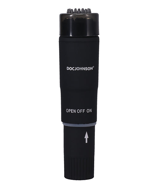In A Bag Pocket Rocket Stimulator Black Mini Vibrator with Beaded Cap for Clitoral Stimulation