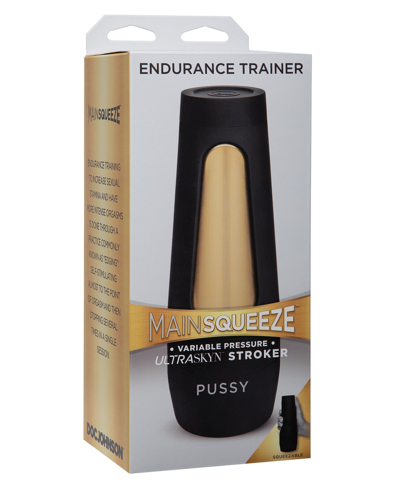 Main Squeeze masturbator stroker with ULTRASKYN lifelike material and adjustable squeeze plate for stamina training