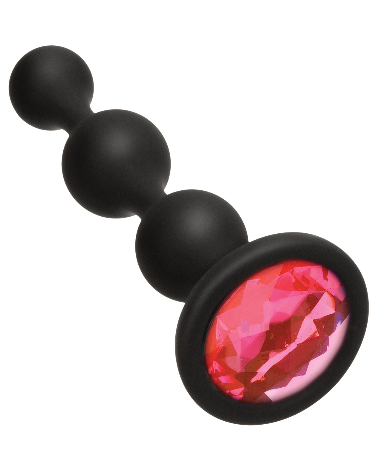 Booty Bling Wearable Silicone Anal Beads with Pink Jeweled Base