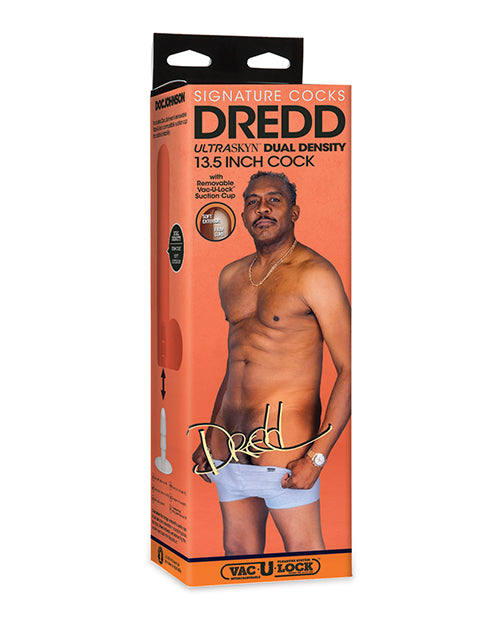 Signature Cocks ULTRASKYN dong molded from Dredd with realistic detail and removable Vac-U-Lock suction cup for lifelike solo or partner play