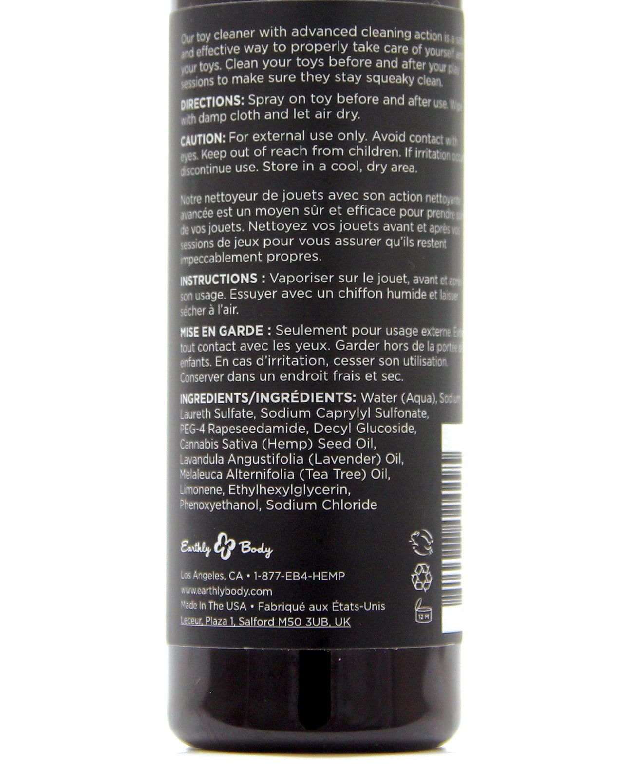 Earthly Body Hemp Seed Toy Cleaner with Natural Oils – 4 oz Spray
