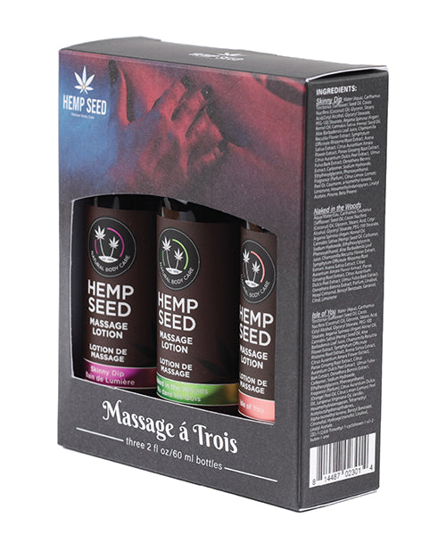 Earthly Body Massage Lotion Trio – Hemp Seed Gift Set with Three Scents