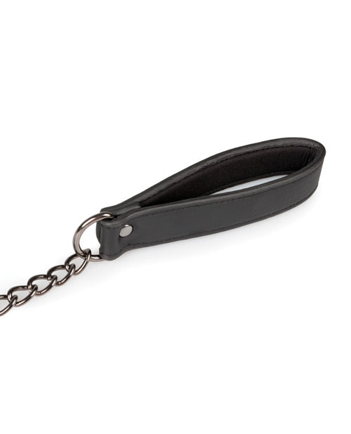 Black Faux Leather Collar with Nipple Chains – Adjustable Bondage Restraint
