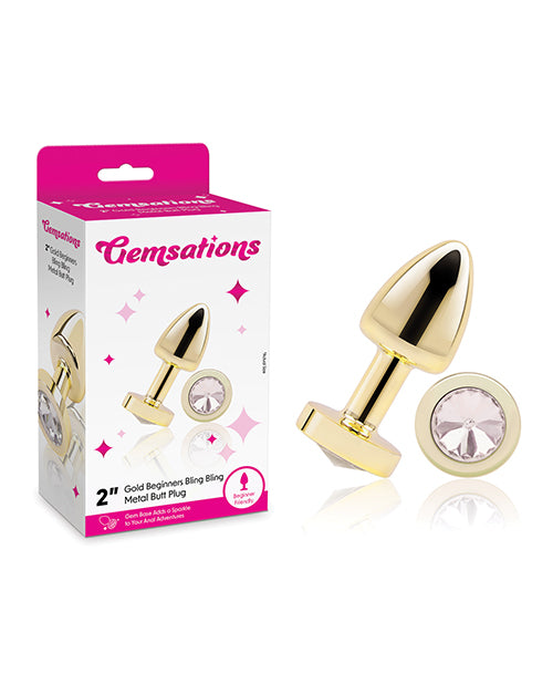 Gemsations 2" Beginners Bling Bling Metal Butt Plug - Gold