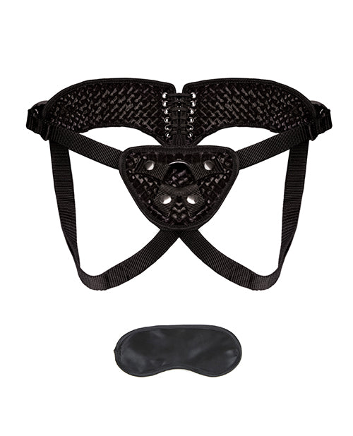 Lux Fetish Diamond Velvet Strap-On Corset with Four-Way Adjustable Straps