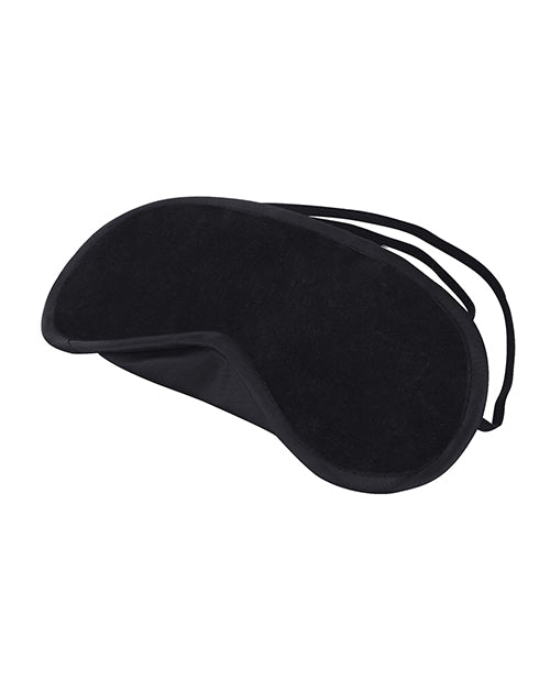 Lux Fetish Peek-A-Boo Black Love Mask Blindfold with Velvet Lining
