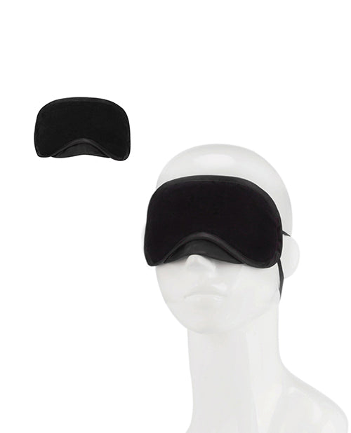 Lux Fetish Peek-A-Boo Black Love Mask Blindfold with Velvet Lining