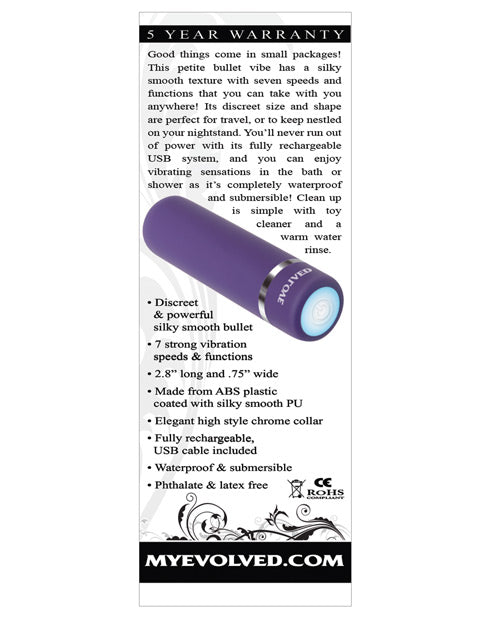 Petite Purple Bullet Vibrator with 7 Speeds and Waterproof Design