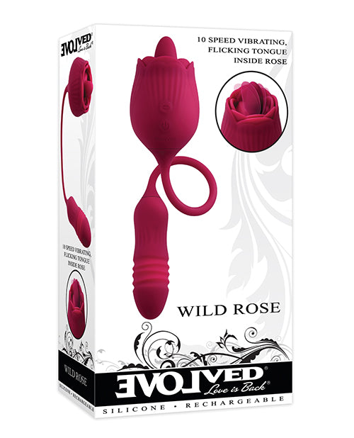 Evolved Stimulator Dual-Action Vibrating Flickering Rose and Thrusting Bullet for Enhanced Intimate Stimulation