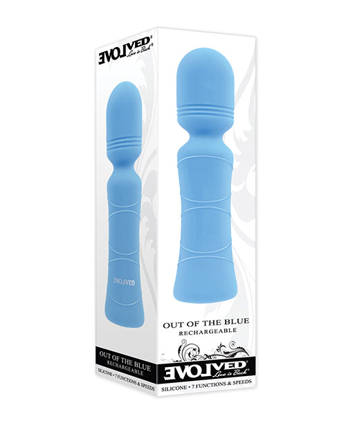 Evolved Massage Products Mini Wand in Blue with 7-Speed Vibrations and Waterproof Silicone for Relaxing Body Massage