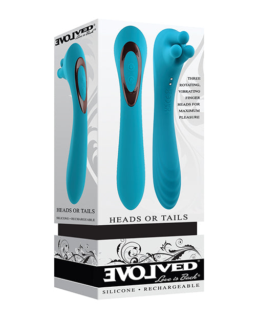 Evolved Stimulators Heads or Tails Rechargeable Vibrator with Rotating Fingers for Versatile Intimate Pleasure