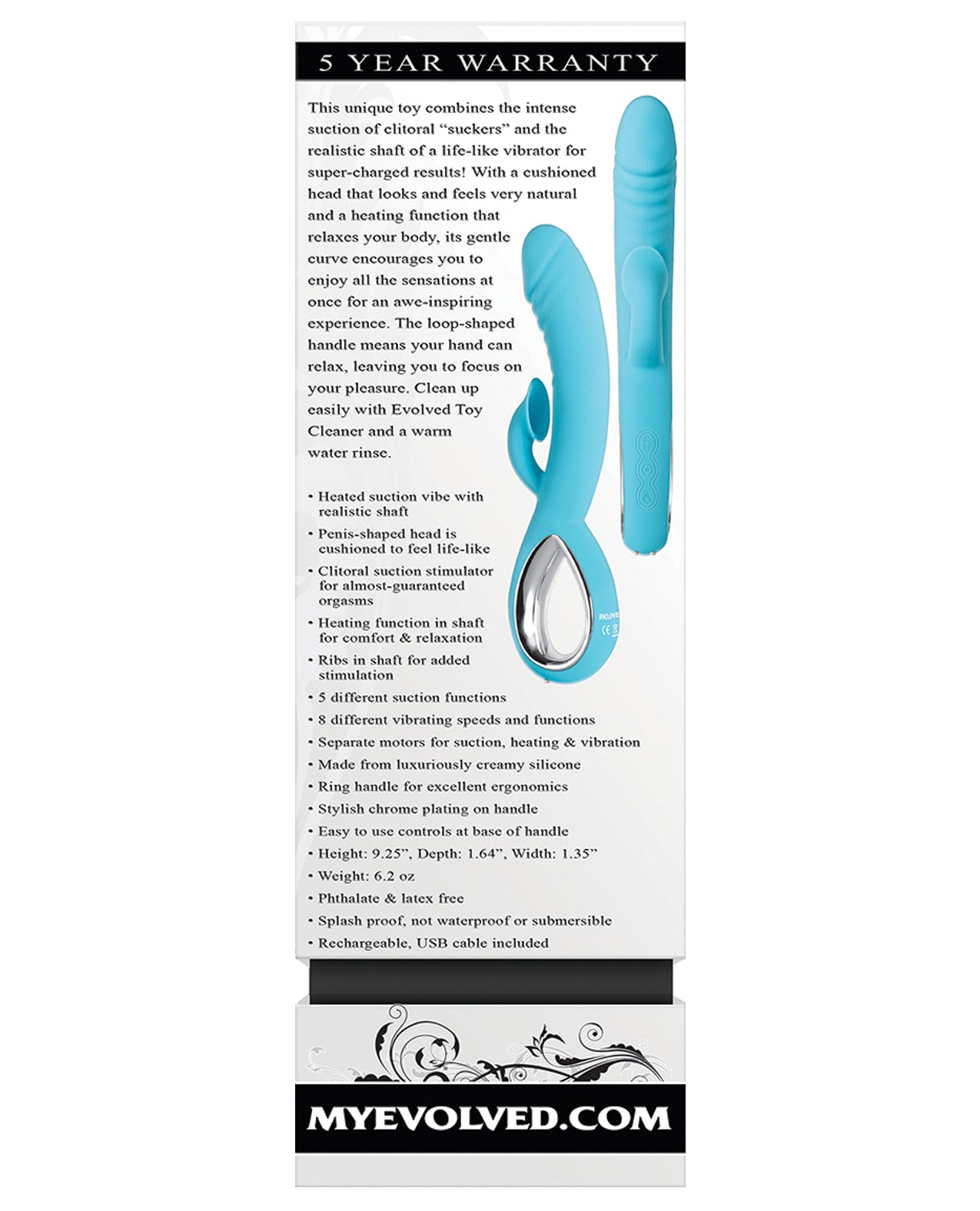 Evolved Triple Infinity – Vibrator with Suction and Heating in Teal