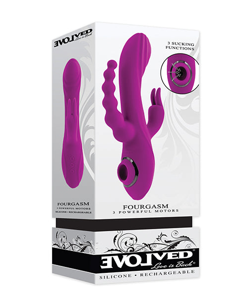Evolved Vibrator Four-Motor Rabbit with Suction and Beaded Shaft for Versatile Pleasure Stimulation