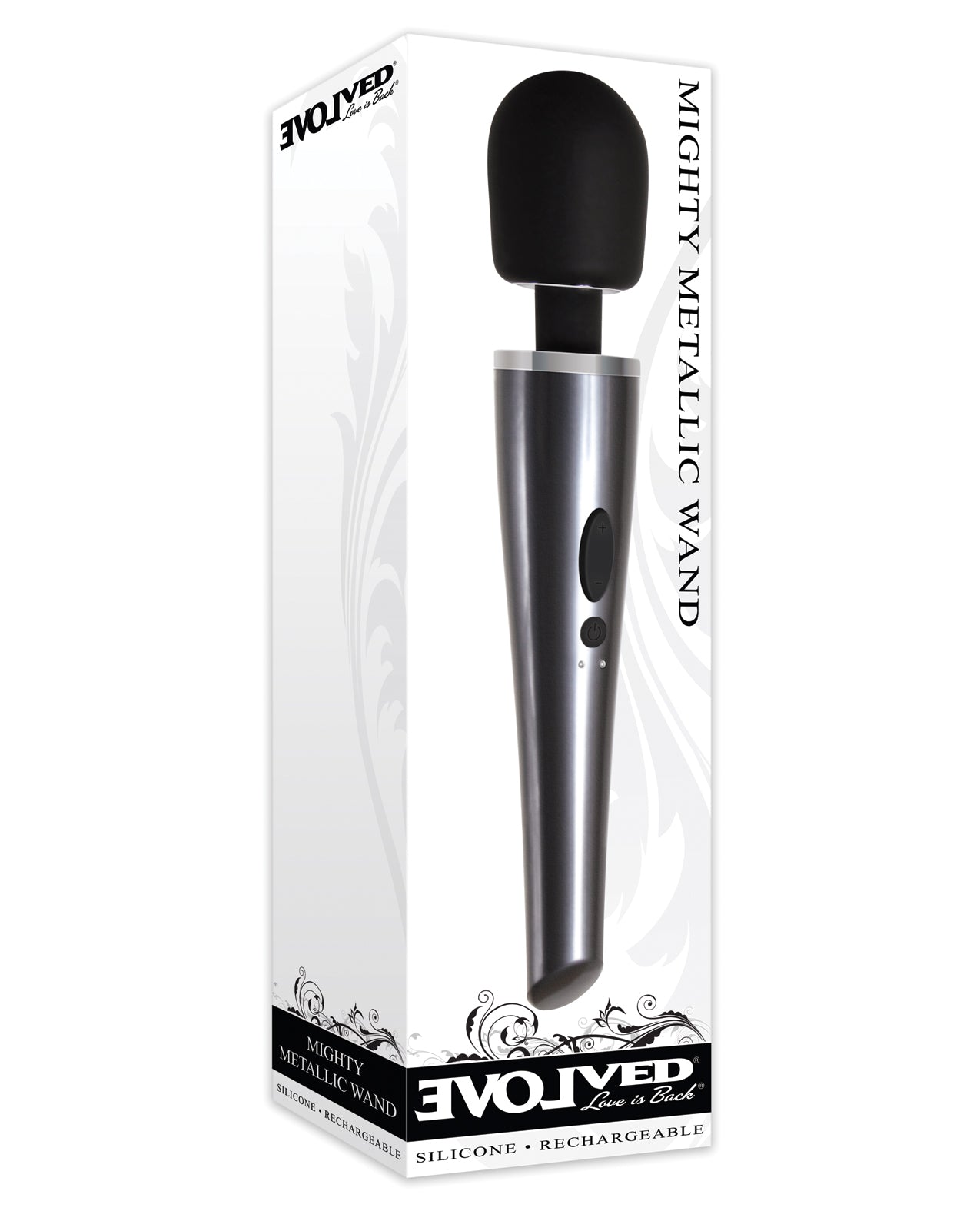 Evolved Massage Product Metallic Wireless Wand with 8 Speeds and Flexible Head for Intense Full-Body Relaxation