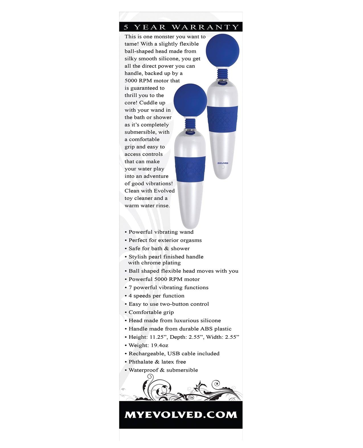 Evolved Blue Silicone Wand Massager with Flexible Head
