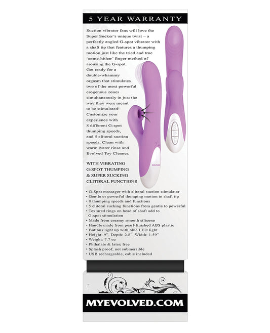Evolved Super Sucker Dual Stim Pink Vibrator with G-Spot Thumping & Suction