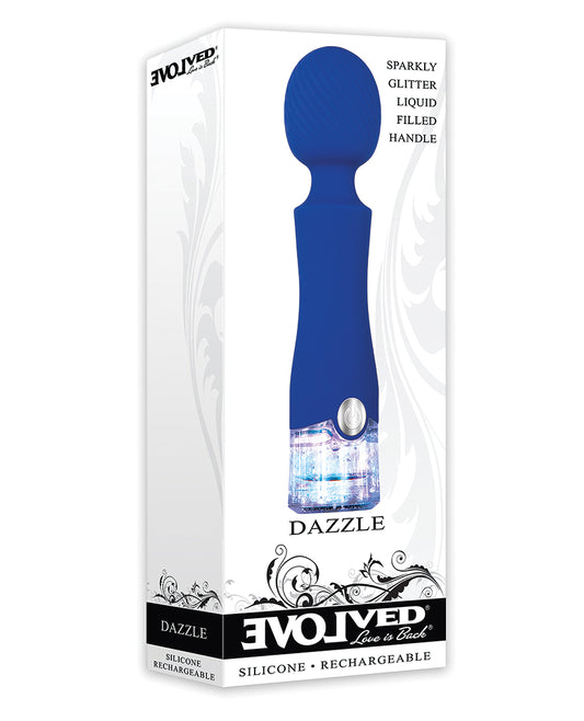 Evolved Massage Product Glitter Rechargeable Wand Waterproof Blue Design for Powerful Muscle Relaxation