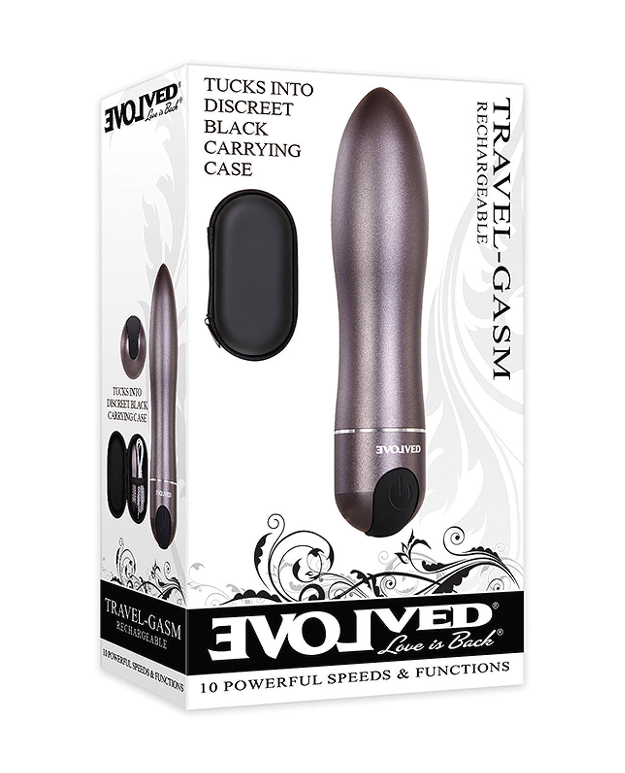 Evolved Bullet Stimulator Gunmetal 10 Speeds Waterproof with Carrying Case for Discreet Pleasure