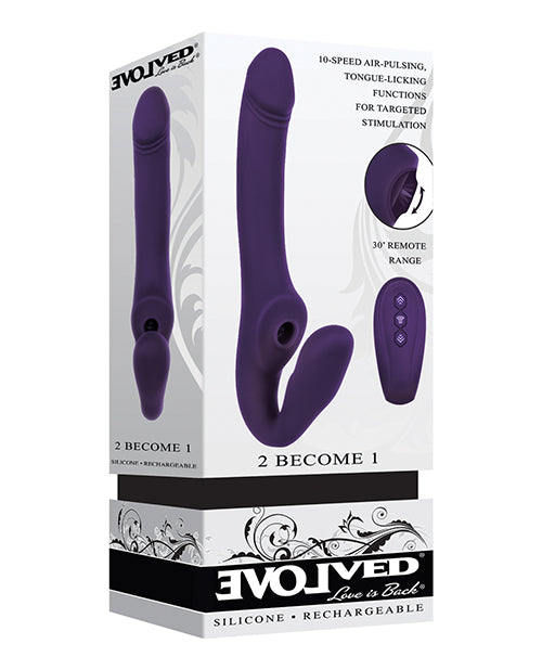 Evolved Strapless Strap On Triple-Motor Air-Pulsing Feature Purple Silicone for Intimate Couples Play