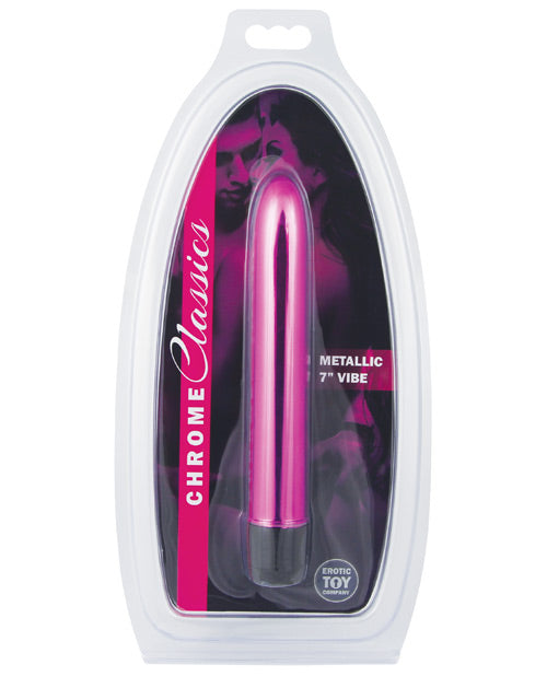 Chrome Classics 7-Inch Metallic Vibrator with Adjustable Intensity in Pink