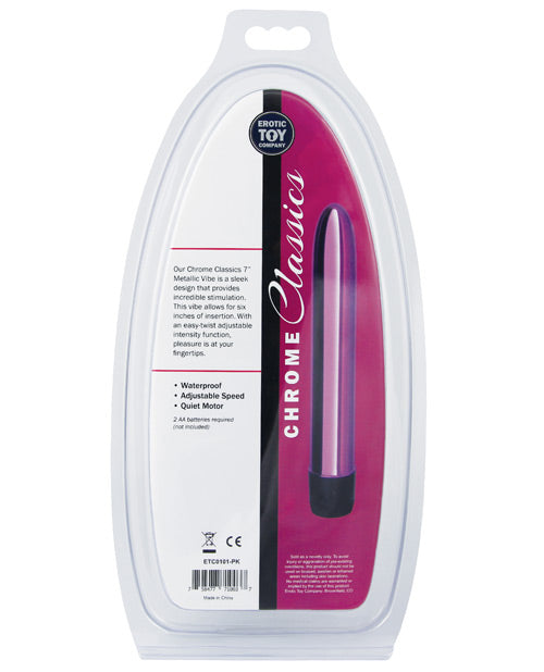 Chrome Classics 7-Inch Metallic Vibrator with Adjustable Intensity in Pink