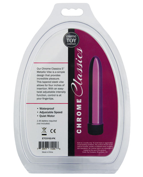 Chrome Classics 5-Inch Metallic Waterproof Vibe – Pink Tapered Vibrator