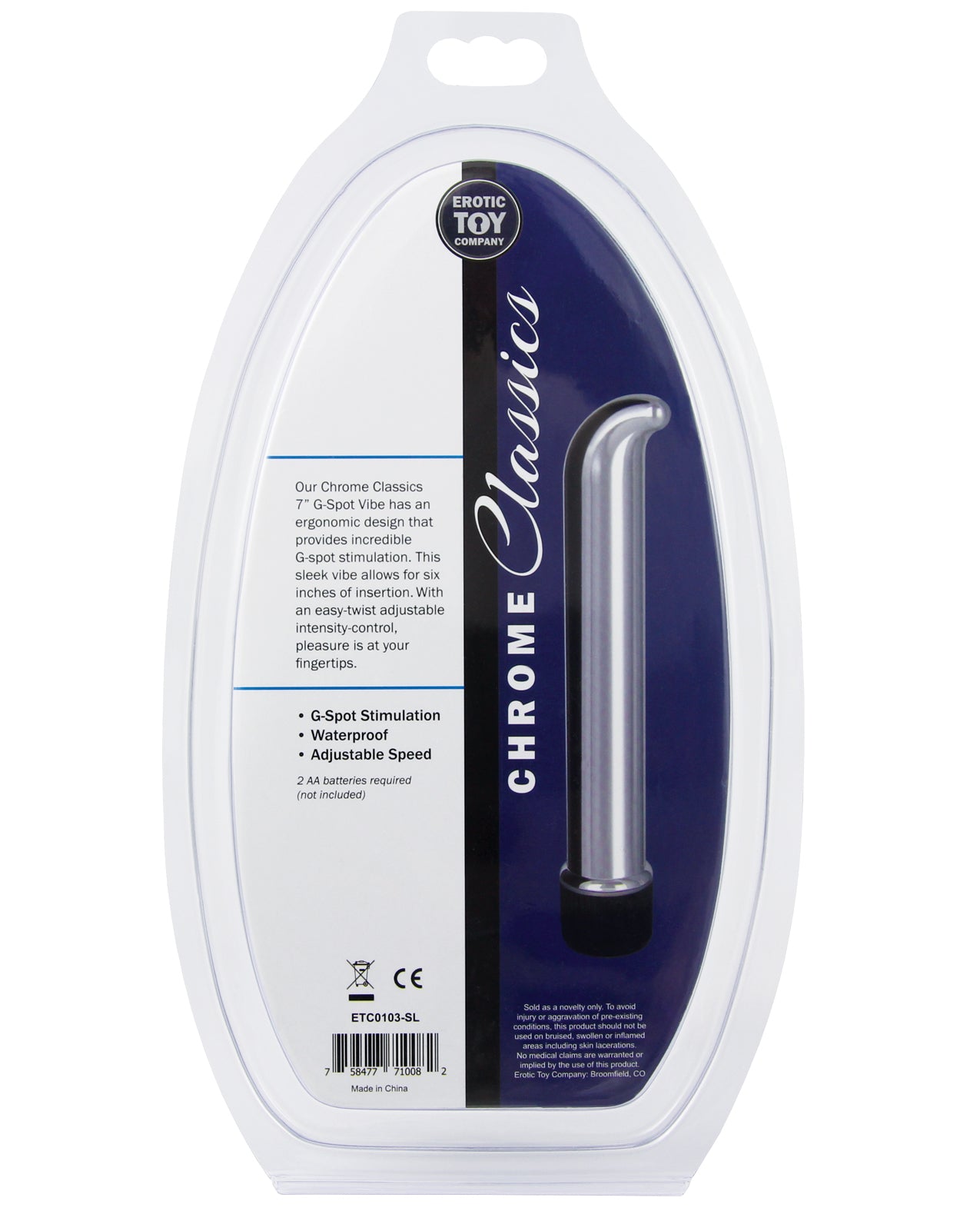 Chrome Classics 7-Inch Metallic G-Spot Vibrator with Ergonomic Design