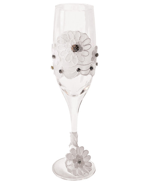 Bride to Be Champagne Glass with White Lace Trim elegant party accessory for bachelorette celebrations