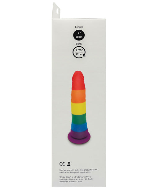 Rainbow Silicone Pride Dildo with Suction Cup and Colorful Flag Design