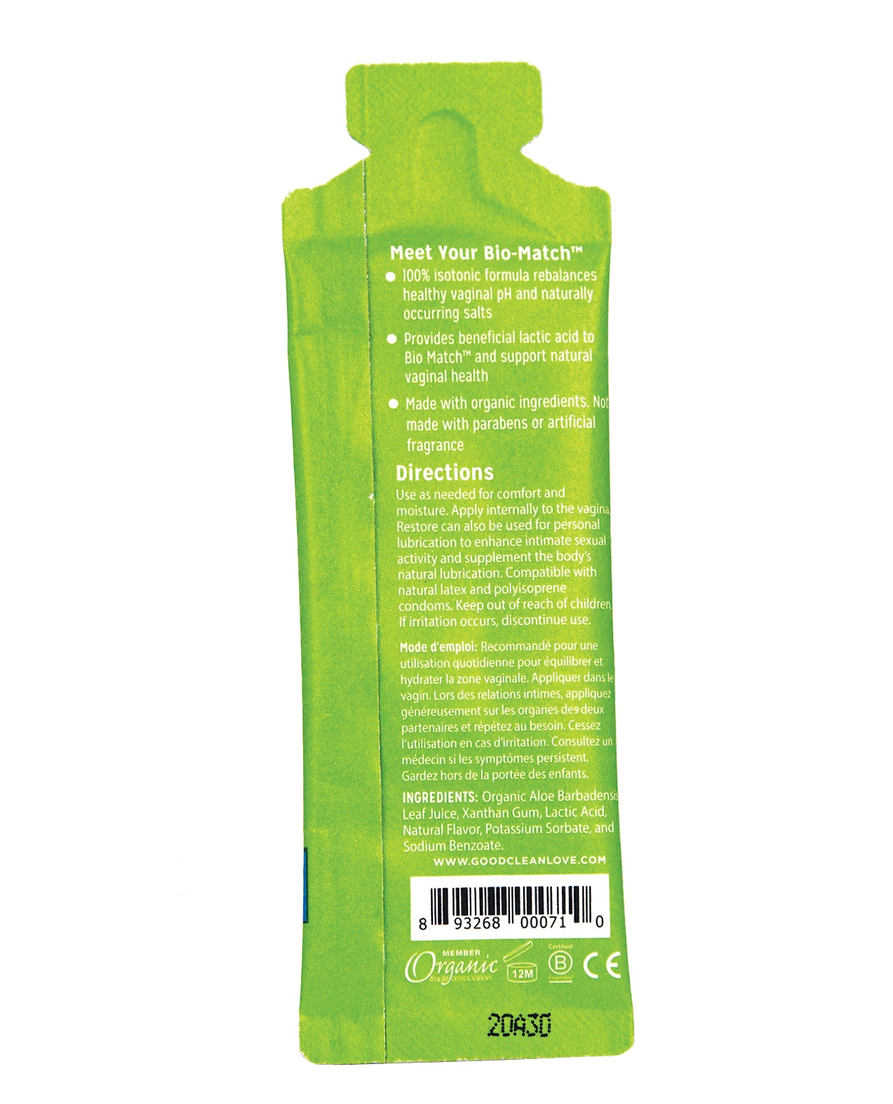 Good Clean Love Moisturizing Vaginal Gel in 5ml Foil for pH Balance