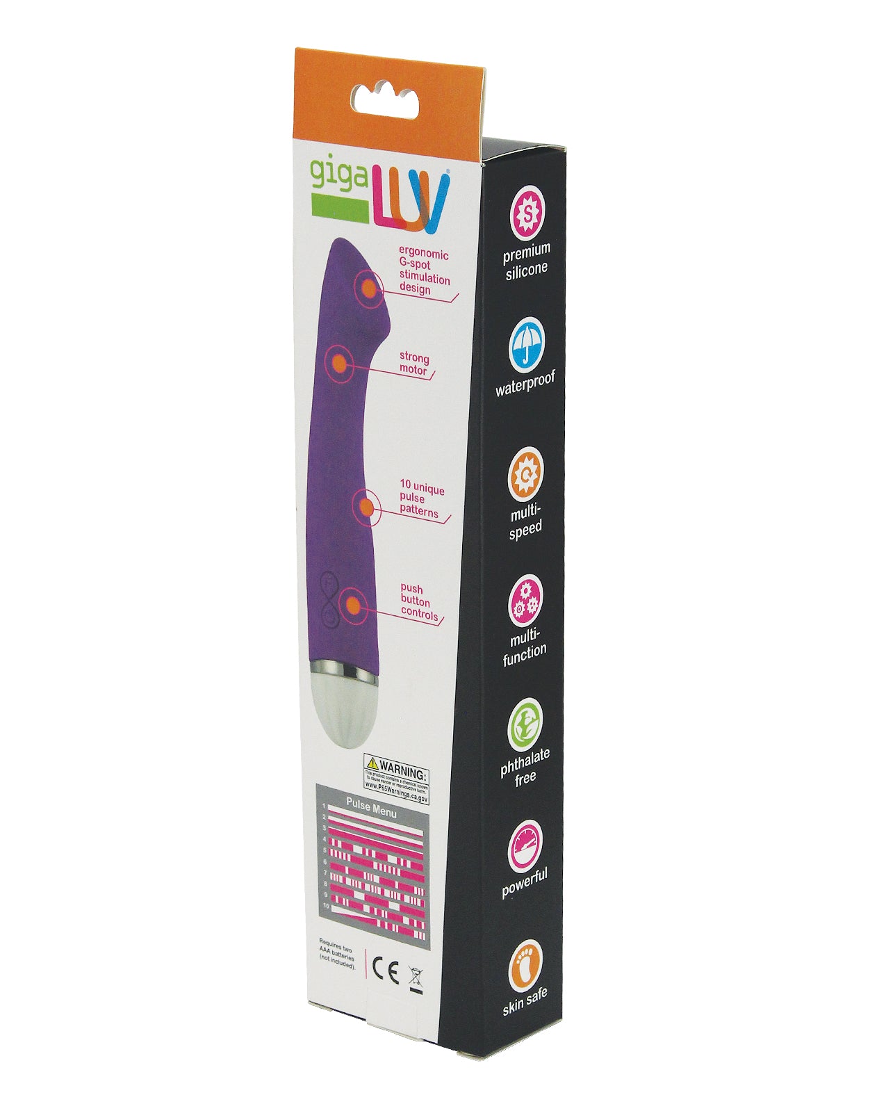 GigaLuv Bella's Curve G Spotter Purple Vibrator with 10 Pulse Modes