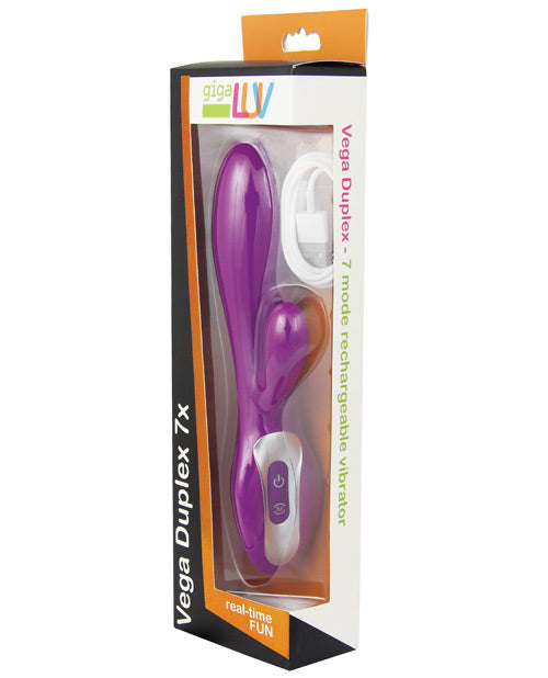 Vega Duplex 7-Mode Rechargeable Purple Vibrator with Clitoral Stimulator