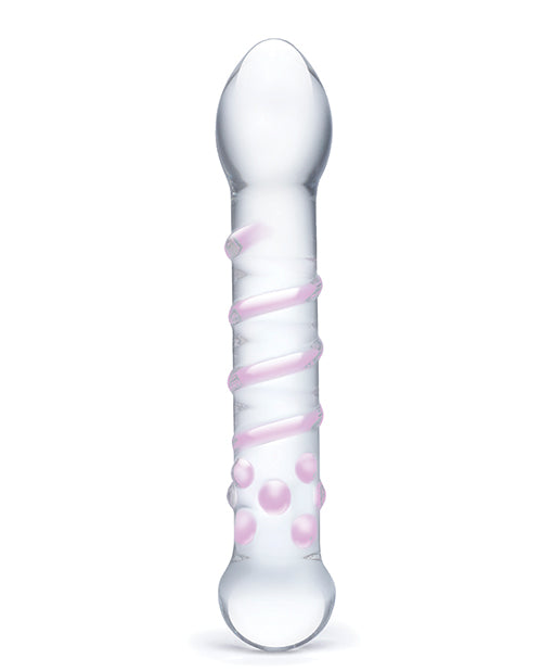 Spiral Staircase Full Tip Glass Dildo with Textured Shaft and Dual-Ended Design