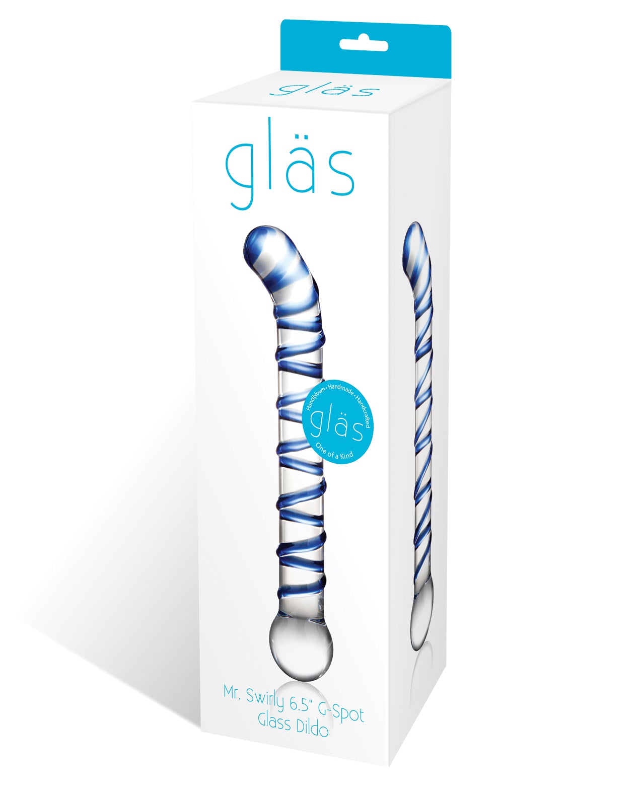 Glas Dildo with Blue Swirl Borosilicate Glass G-Spot Stimulation for Versatile Adult Play