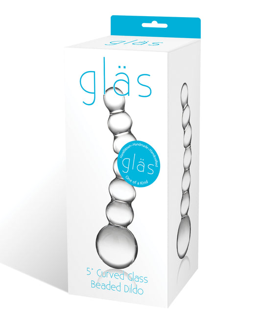 Glas Curved Glass Beaded Dildo handcrafted borosilicate glass curved shaft for body-safe pleasure